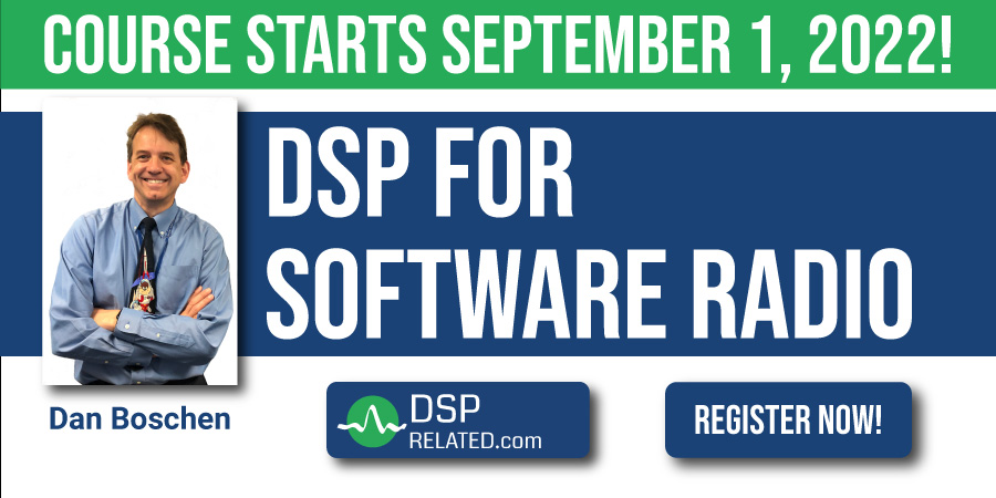 dsprelated's tweet image. The first classes of Dan Boschen&apos;s DSP for Software Radio course will be released tomorrow September 1st. There is still time for you to register for the course if you haven&apos;t already: dsprelated.com/course/DSP_For…