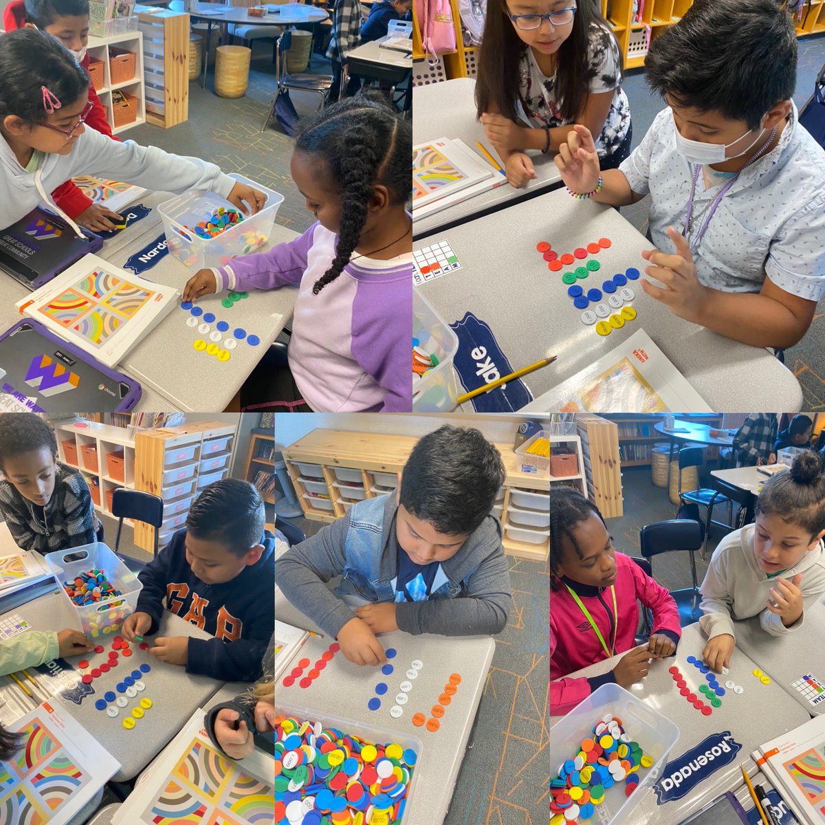teamarcher18's tweet photo. We love showing our mathematical thinking through error analysis! Students are using place value disks to help find errors in multi-digit subtraction problems. #conceptualmath #collaboration #proveit #room34family #wearewayne @CWChamps https://t.co/97Q3JrdPso