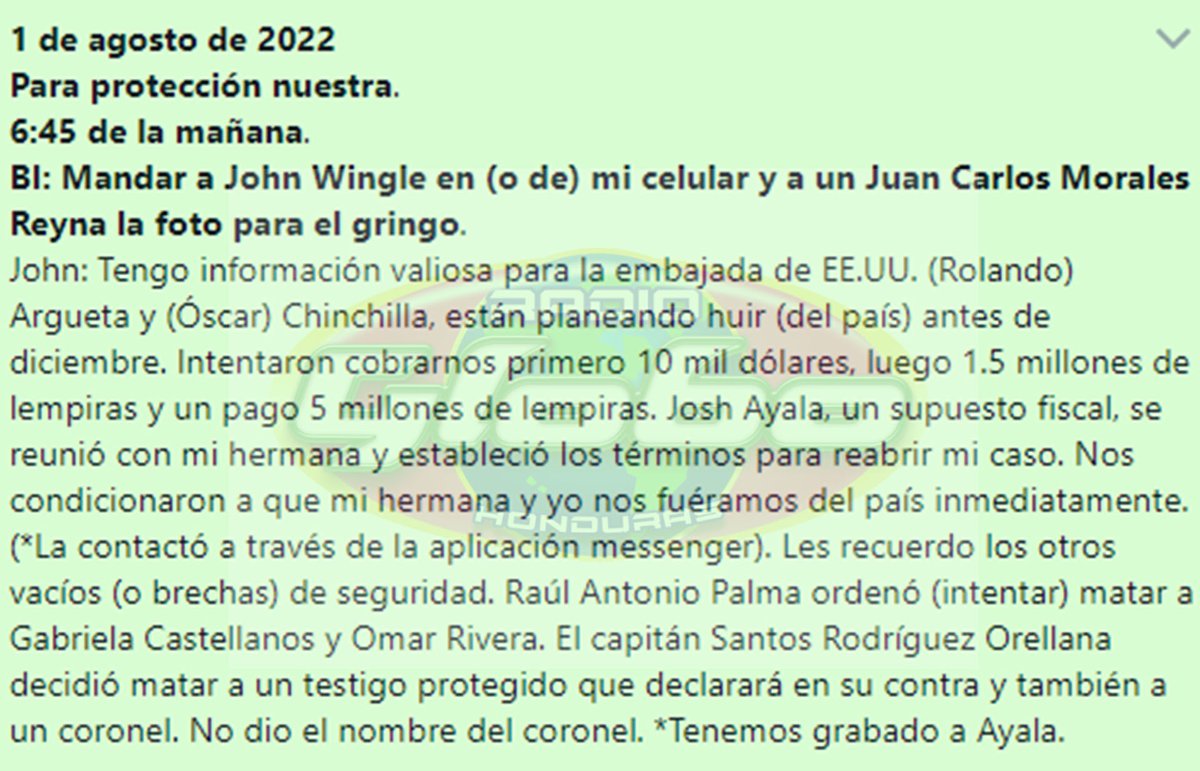 #Globo | Lea la carta manuscrita en inglés y su respectiva traducción hecha por el exdirector de Investh a John Wingle, identificado como exjefe de la Cuenta del Milenio y que fue recibida por la embajada de EE.UU. en #Honduras.