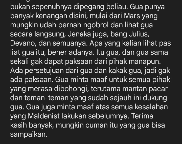 Maldenist's tweet photo. Terima kasih dan maaf semuanya. https://t.co/r7ndkbM8ar