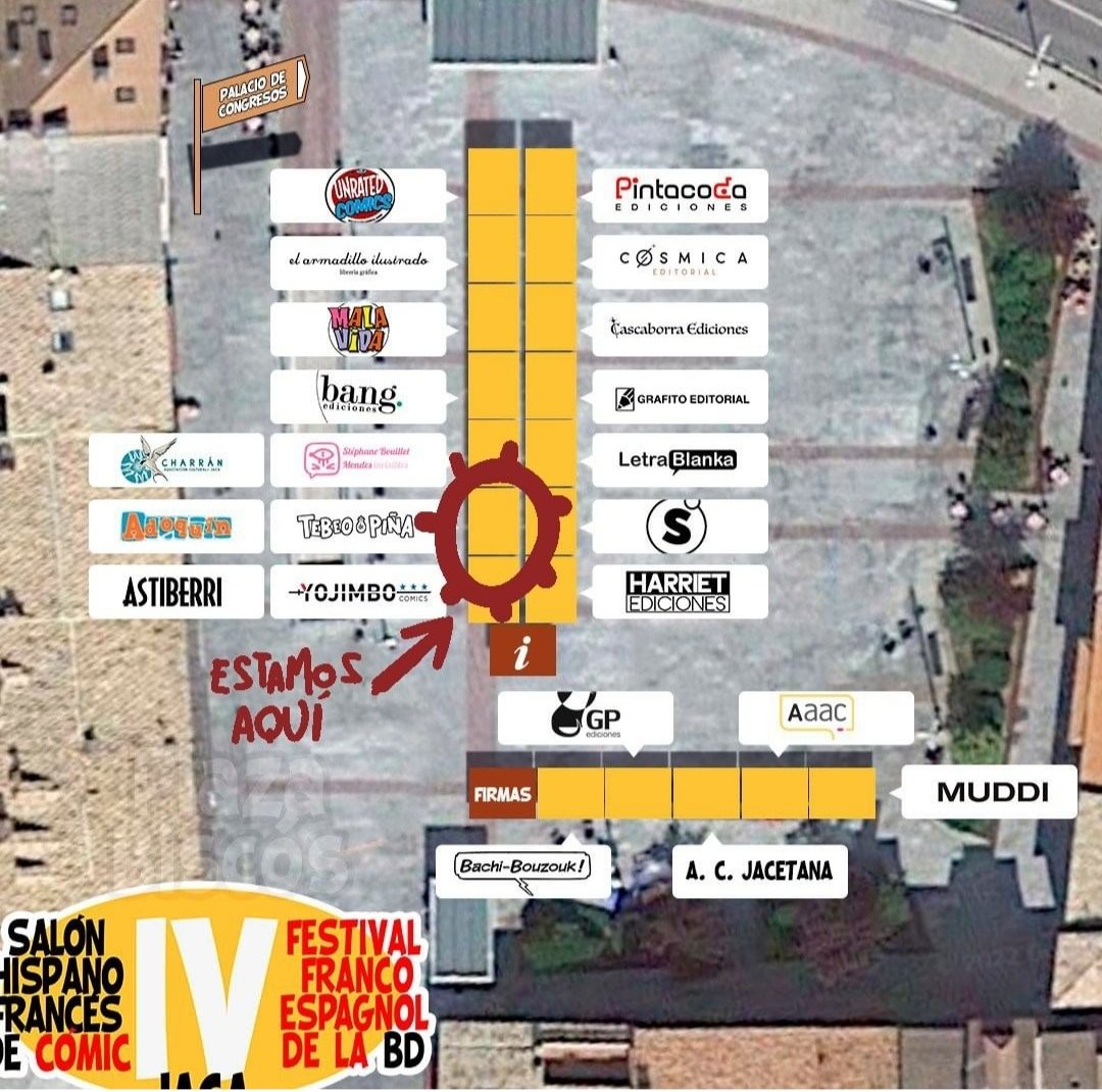 hombrepicaraza's tweet image. Por si venís al @JacaComic y no os queréis perder, aquí os dejo un mapa indicando el stand donde estará #Adoquin y #TebeodePiña en la Plaza Biscos de Jaca... Pasad a saludar!! 😉
#saloncomicjaca
#tebeoinfantil
#aaacómic