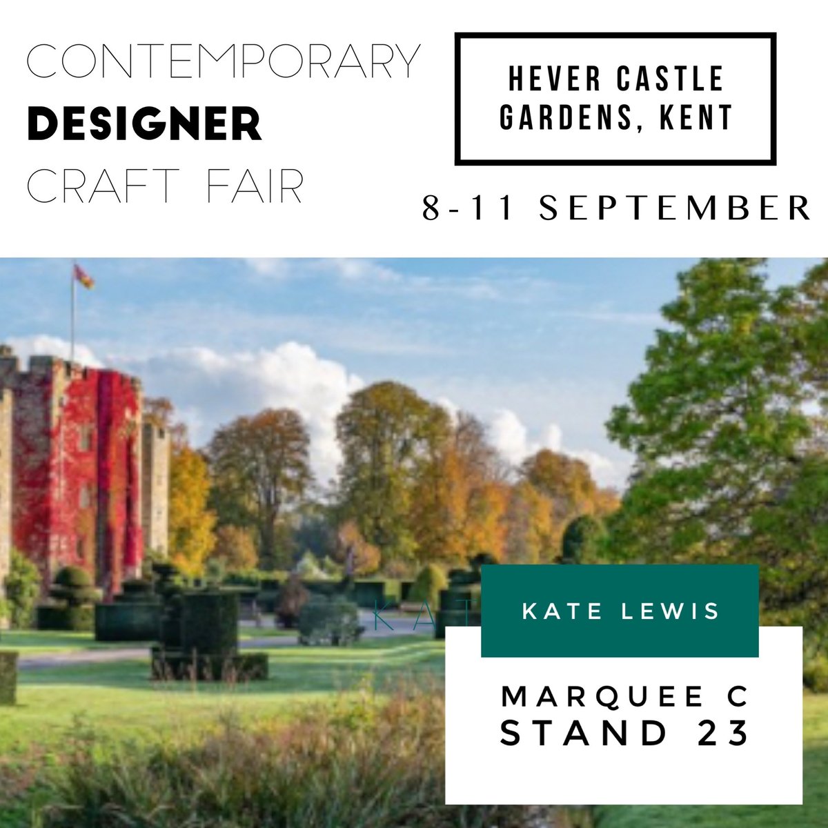 KateLewisjewels's tweet photo. Coming to Hever Castle Kent - https://t.co/TvlU5Va1cj 
For Entry Book Adult Garden Tickets via the Hever Castle Website, Discount code CRAFT2022 
You'll find me in -
Marquee C, Stand 23, Hever Castle &amp; Gardens, Hever Road, Kent, TN8 7NG
8-12 September
9.30am - 5.30pm Daily https://t.co/e4vZQLVnHQ