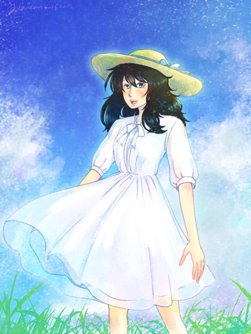 #今月描いた絵を晒そう 白ワンピ三連星 