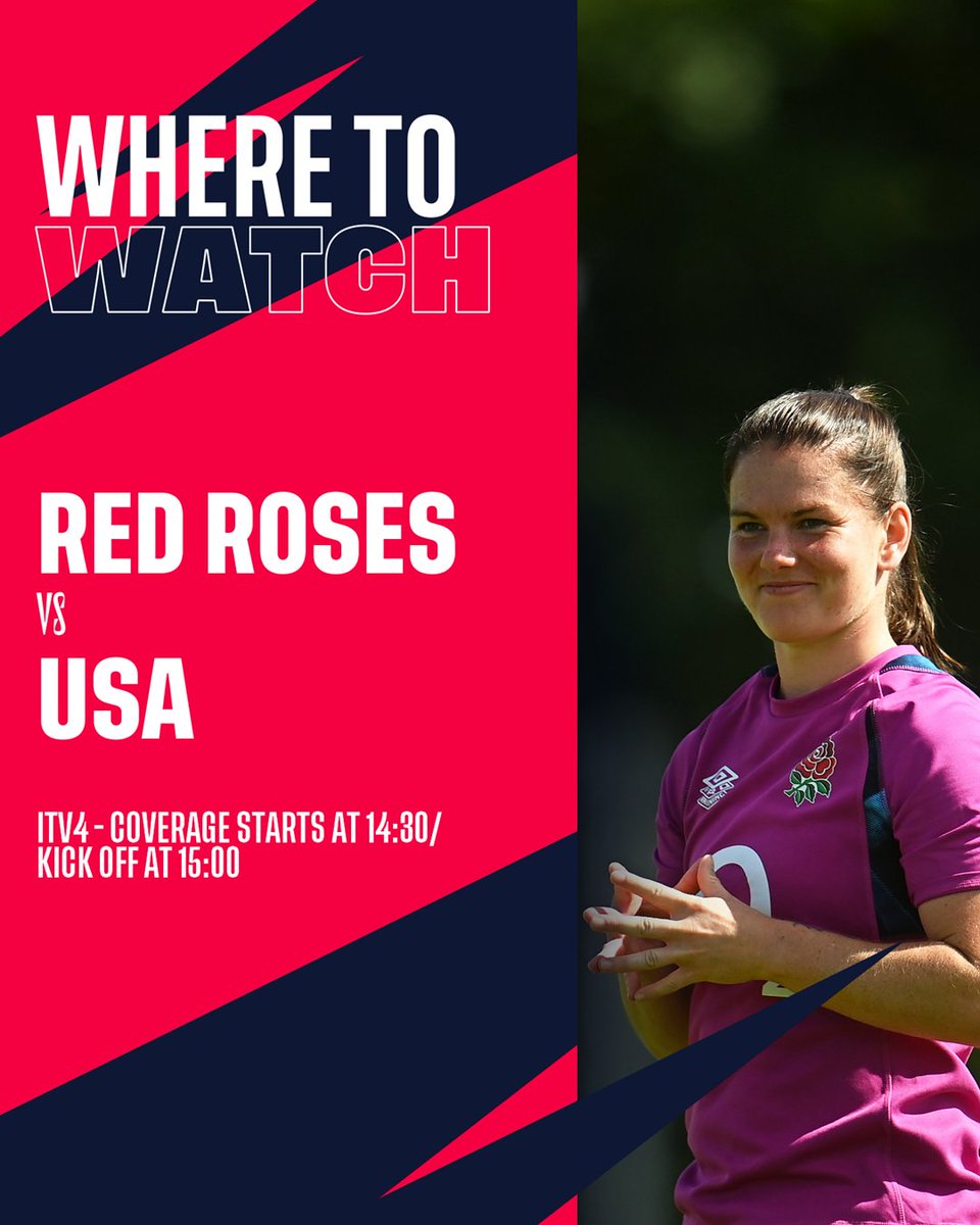 EnglandRugby's tweet photo. The #RedRoses will be live on @ITV4 this Saturday๐บ
#ENGvUSA https://t.co/yPUVSTbVYl