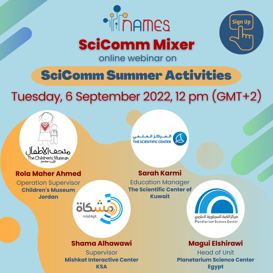 NAMESnetwork's tweet photo. If you are interested in developing and organizing #SciCommActivities, register to attend the first #SciCommMixer #webinar on #SciComm Summer Activities!
https://t.co/LLbAkCiOe9
Through this webinar, you will learn about #SuccessStories and #LessonsLearned https://t.co/ILAOrOuJK0