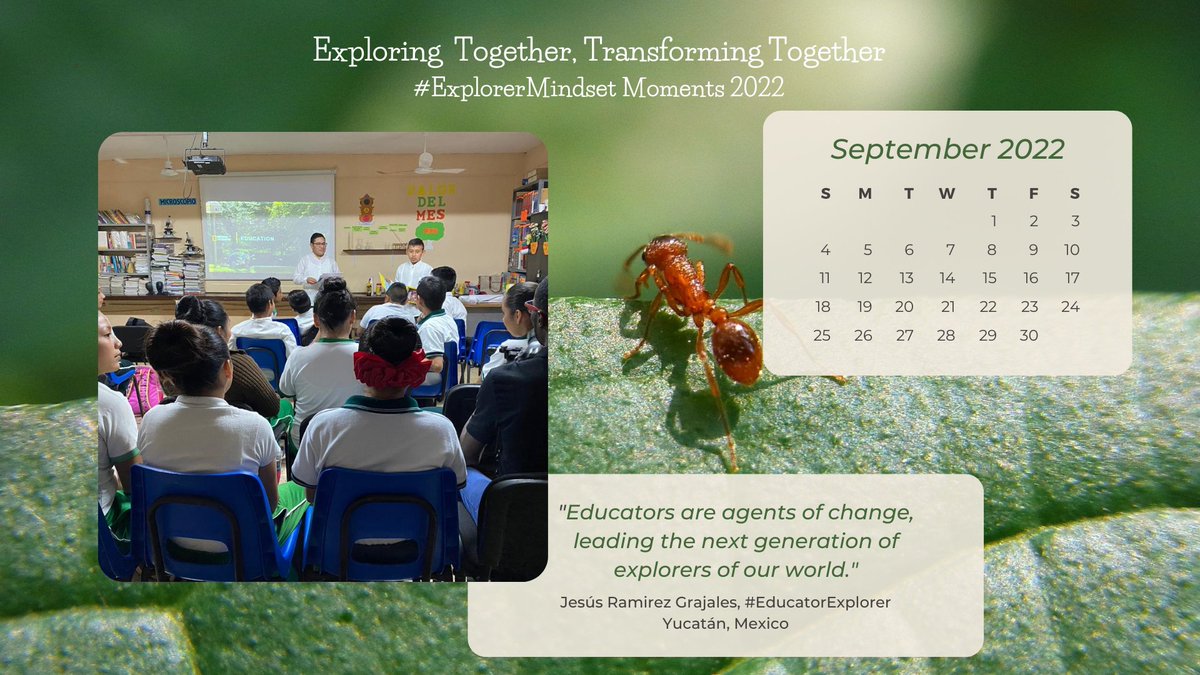 LSKlearning's tweet image. That's what the global #NatGeoEd #EducatorExplorers do: Inspiring &amp;amp; Empowering each other! Thank you @Jesusrg_ for adding your inspirational voice to the September #ExplorerMindset Calendar 2022!
Exploring Together, Transforming Together💛🌍