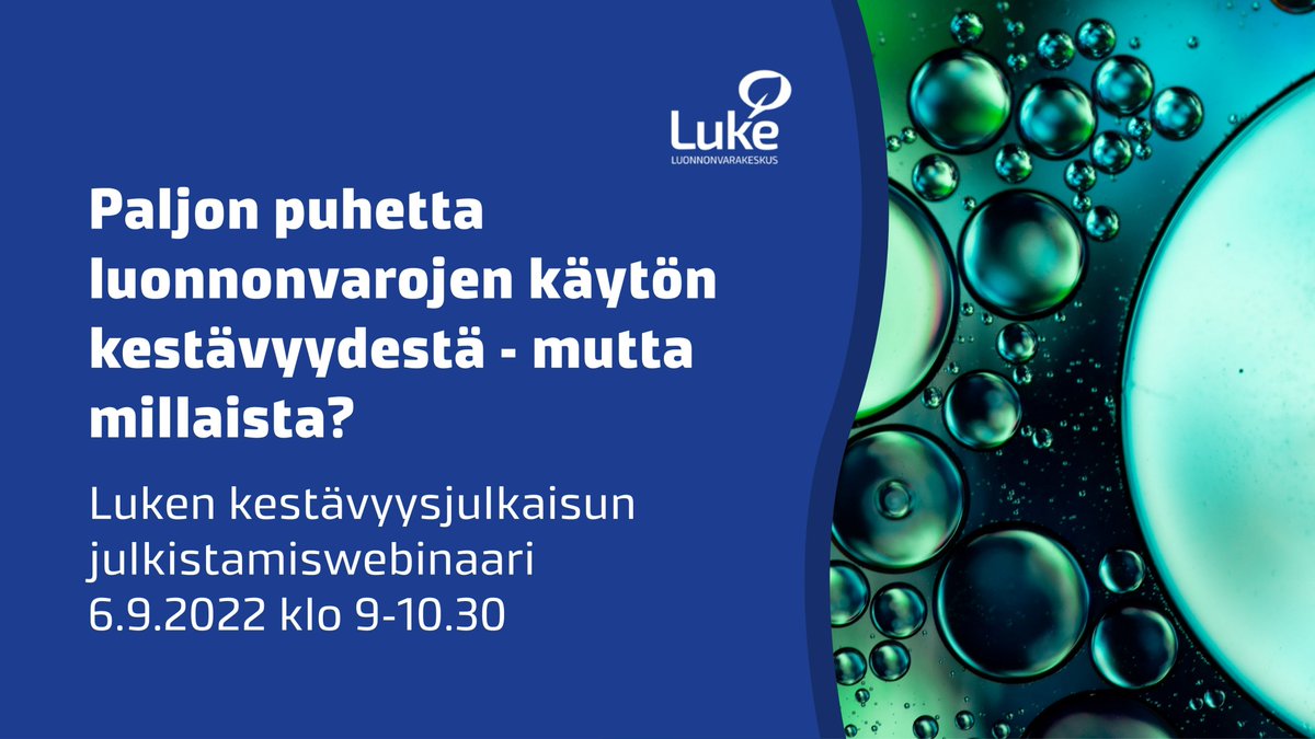 LukeFinland's tweet photo. Miten voimme tunnistaa erilaisen kestävyyspuheen? Miten monin eri tavoin tutkimus voi tukea kestävyyden tavoittelua? Muun muassa näihin kysymyksiin pureudutaan Luken kestävyysjulkaisun julkistamiswebinaarissa 6.9.
https://t.co/AQwqRZMkCE
#kestävyys https://t.co/QPgRDv3HkT