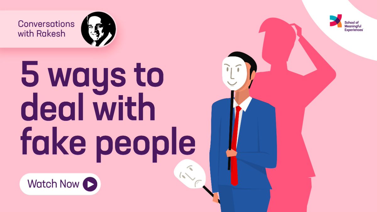 Some_education's tweet photo. In his latest video, Rakesh Godhwani proposes a five-step formula to handle fake people at work. Watch now:

#Fakepeople #SoME #ConversationsWithRakesh 

https://t.co/WC6Q6GtwvQ https://t.co/qI4WsUndMB