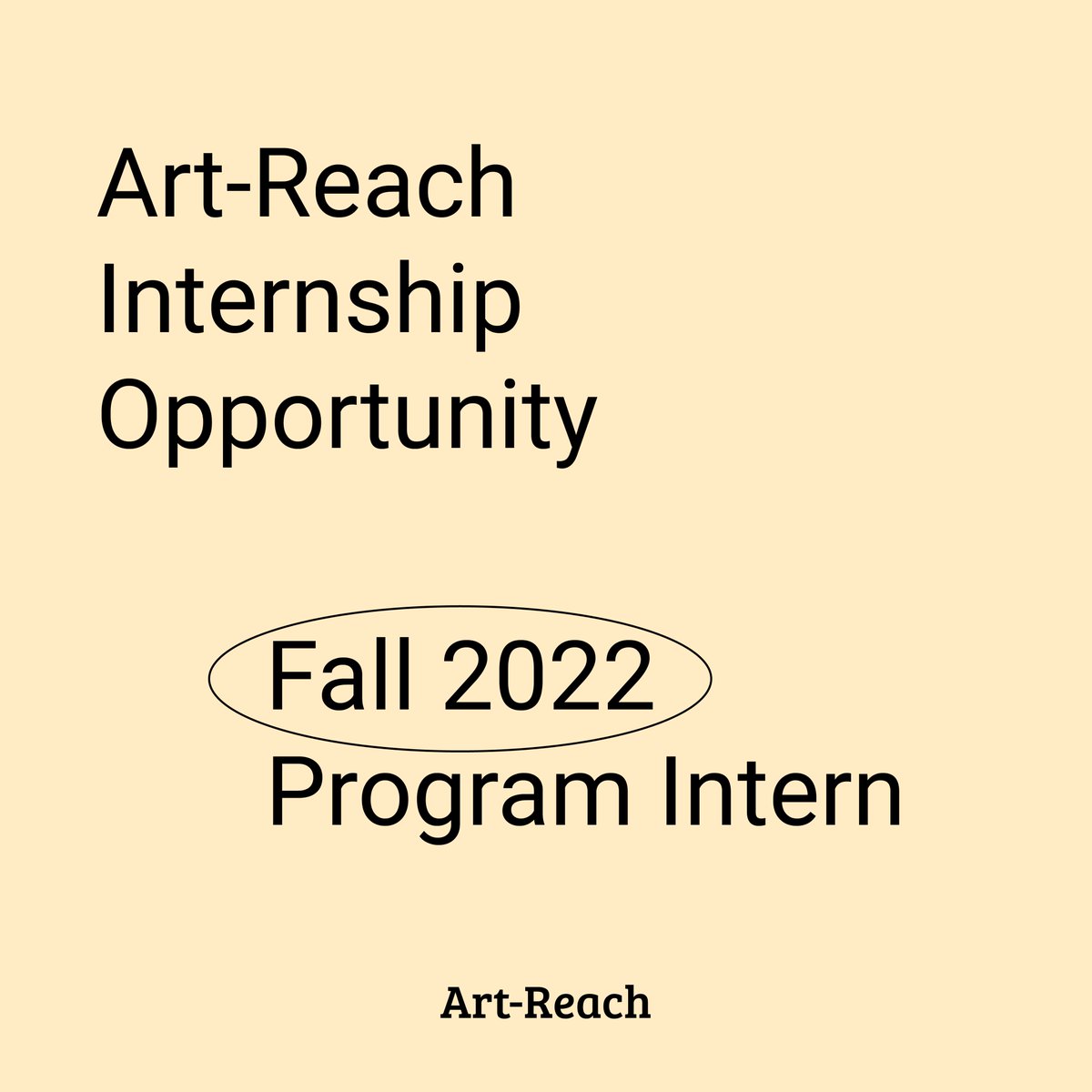 Art-Reach is looking for a Program Intern for Fall 2022!
The Program Intern will receive a $1,500 stipend for the Internship. For more info use the link in the bio! 
or visit bit.ly/Art-ReachIntern