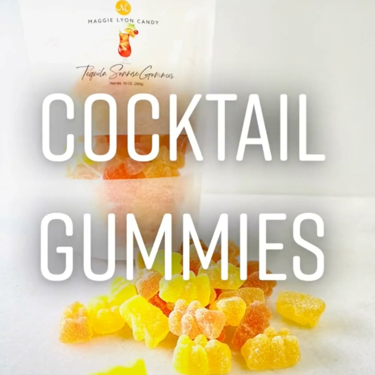 MaggieLyonGA's tweet photo. Cocktail Gummies rate 10 out of 10 in flavor &amp; fun. 🍹🍸🍾 10oz resealable zipper bags filled with our signature Maggie Lyon cocktail gummies in a dozen different flavors. Imported from Belgium. Gummies do not contain alcohol.  
#cocktailgummies #maggielyonchocolatiers https://t.co/88iBJ3LhHt