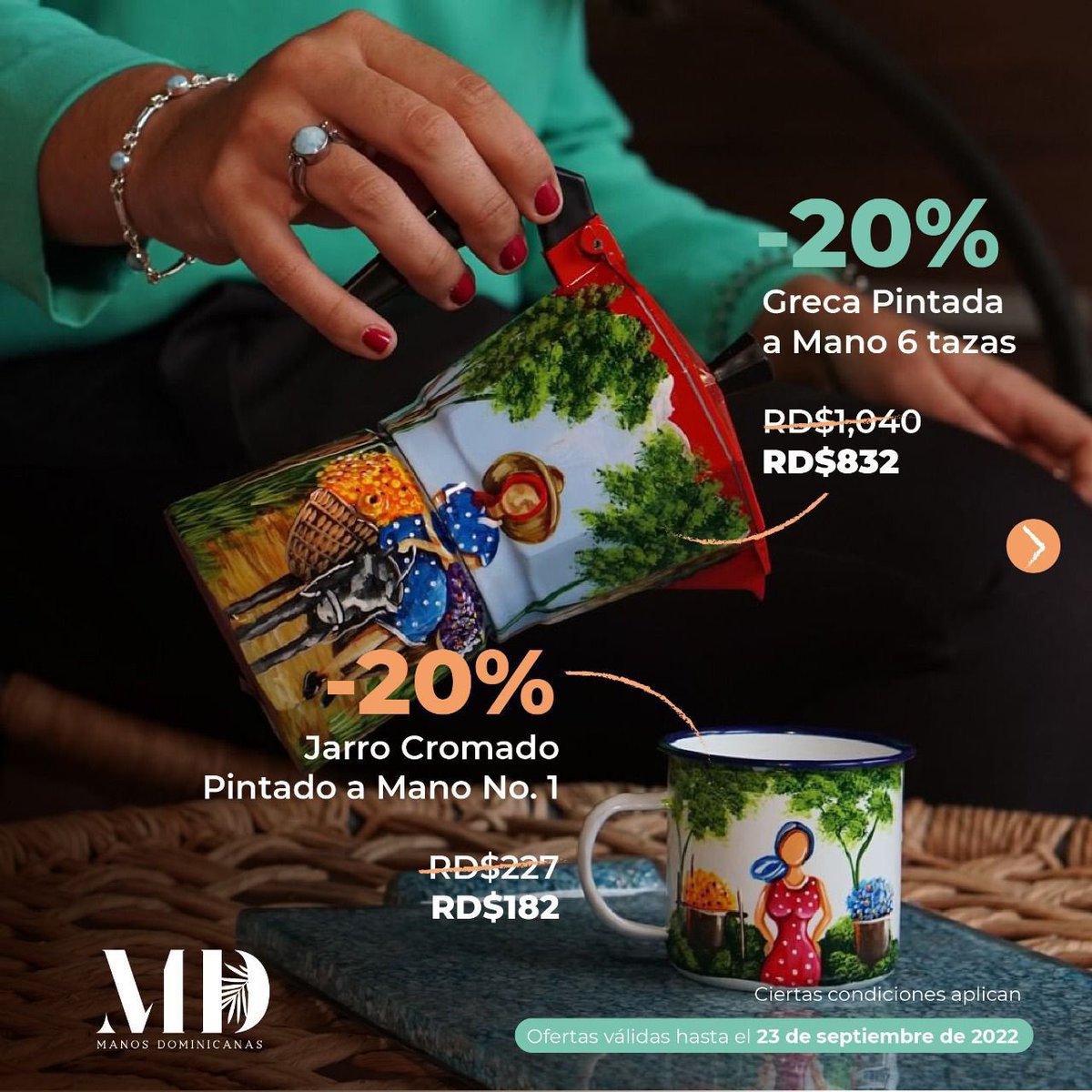 Manos_RD's tweet photo. Disfruta de estás SÚPER OFERTAS por cambio de temporada. Complementa la decoración de tu hogar con estos ✨hermosos✨ artículos hechos a mano por nuestras #ManosDominicanas. 

#HechoenRd #Supérate #MásQueUnaTarjeta https://t.co/oRW93f9j2o