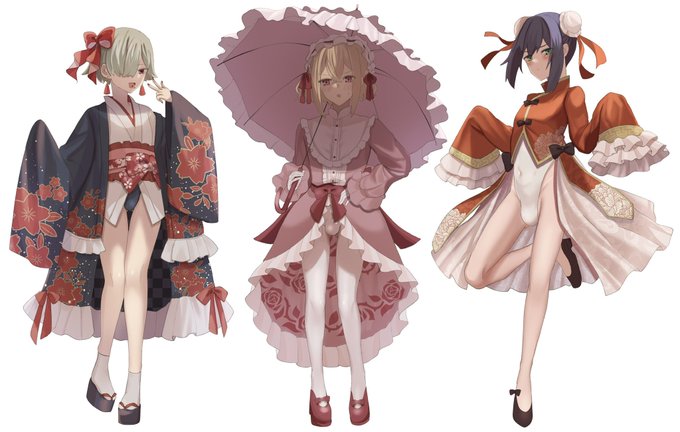 #今月描いた絵を晒そう 
創作女装男子たち 