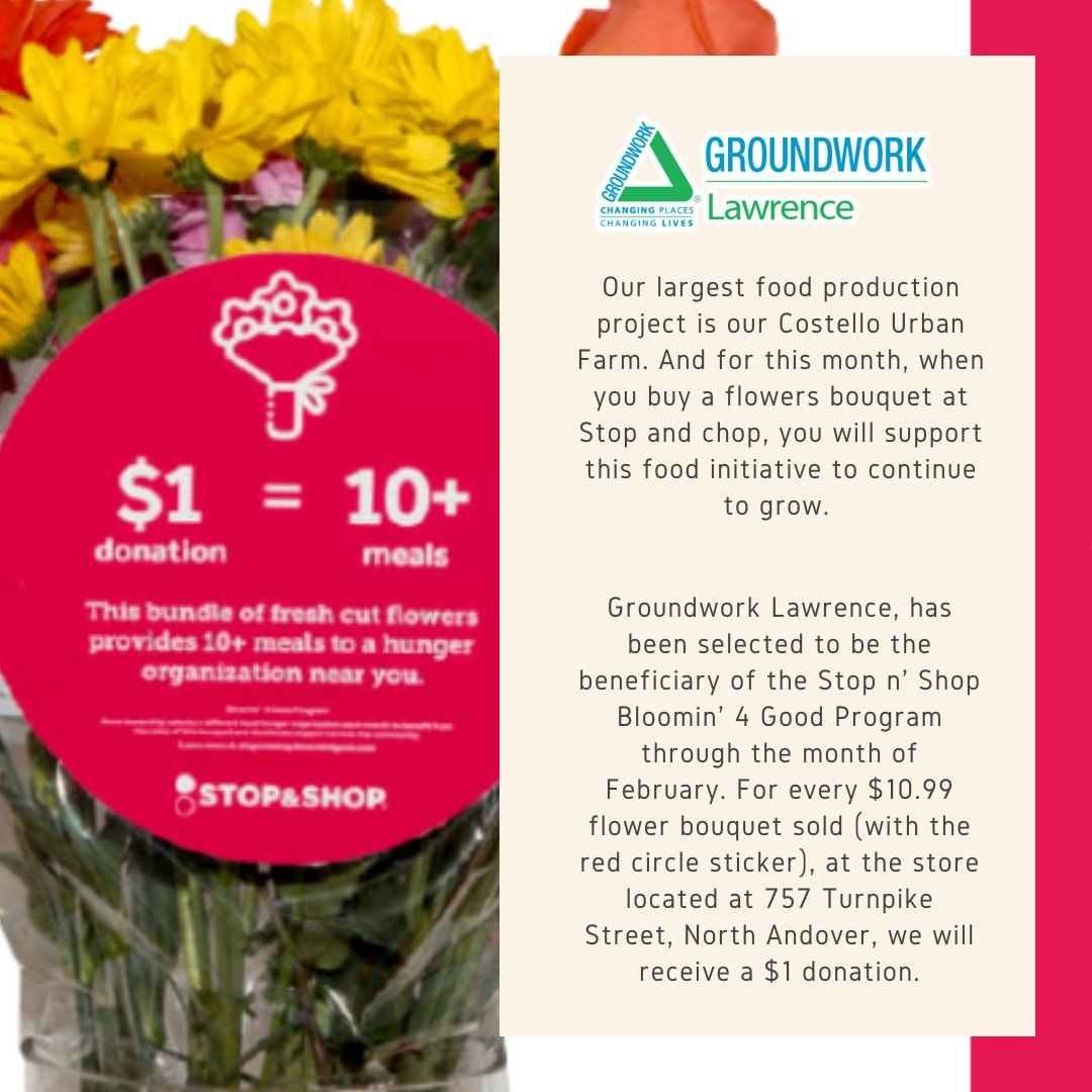GndwkLawrence's tweet photo. Today is the last day!
When you buy a $10.99 #Bloomin4Good bouquet with a red circle, #GroundworkLawrence will get a $1 donation.
Go to Stop & Shop at 757 Turnpike Street, North Andover MA, and help us #FightTheHunger one bouquet at a time!
#Blooming4Good https://t.co/9Yzmp4C6k7