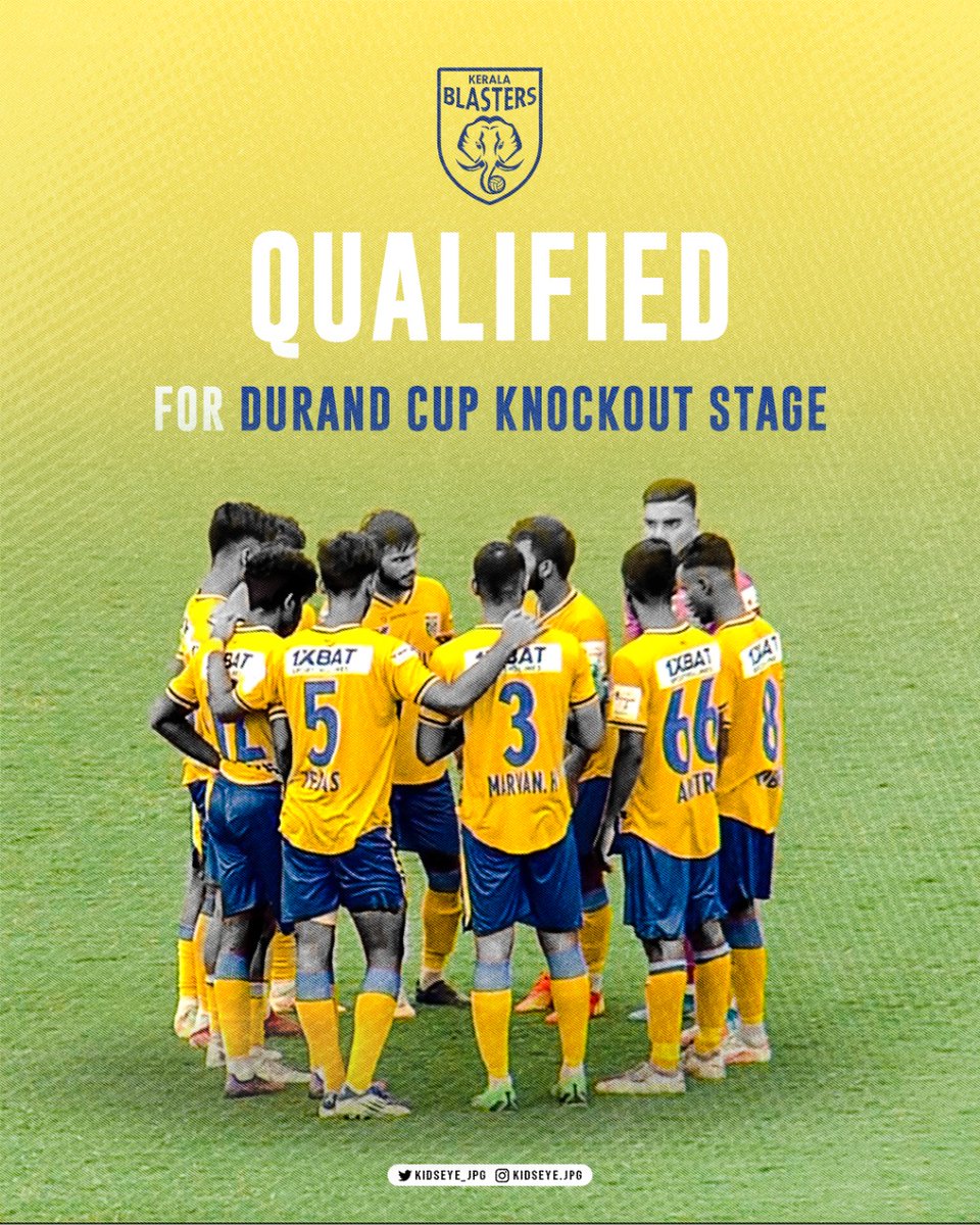 adarshreji07's tweet photo. KBFC becomes the only reserve squad this year to qualify for the top 8 of Durand Cup 🔥💛
@KeralaBlasters 
@kbfc_manjappada 
@Kidseye_jpg https://t.co/XTROD6uPbB
