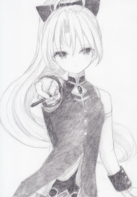 シャーペンで描きました。魔法少女まどか☆マギカから、佐倉杏子です#魔法少女まどかマギカ 