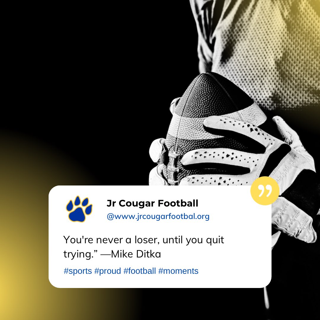 JuniorCougar's tweet photo. QOTD
#gohooch #jrcougars #football #buildingplayers #dontquit #wontquit https://t.co/9ktBkTvFMz