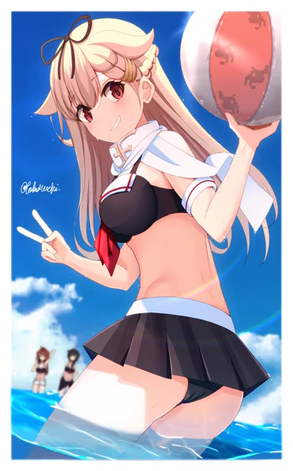 夏なので水着の練習でした#今月描いた絵を晒そう #艦これ 