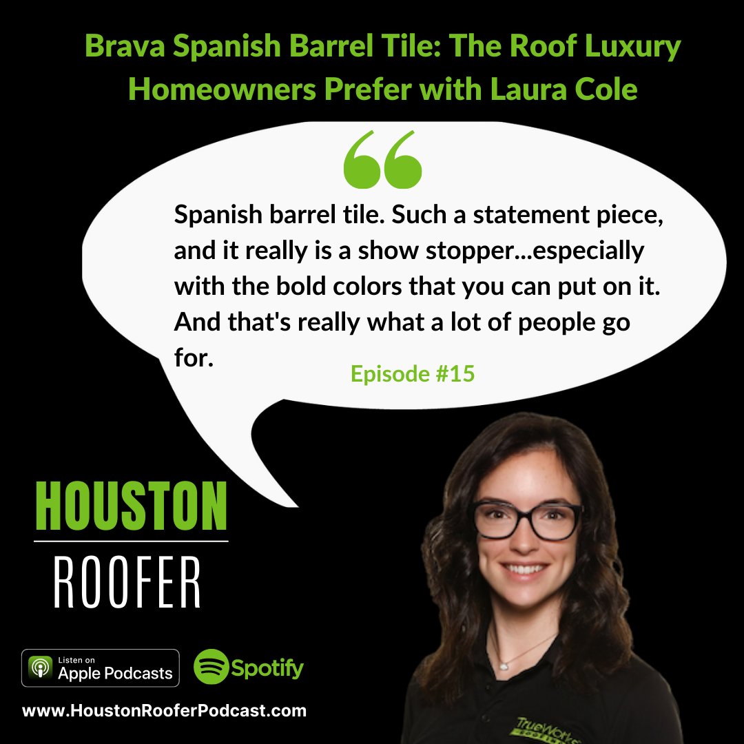 TrueworksR's tweet photo. #Houston #Roofer #Podcast Episode 15: Brava Spanish Barrel Tile: The Luxury Roof River Oaks Homeowners Prefer.  Listen here: https://t.co/9exVpJimtO 

#luxuryhome #riveroaks #riveroakstx #riveroakshouston #houstonroofer #houstontx #spanishbarreltile #roofingcompany #homeowner https://t.co/N5Cbuqu7Pw