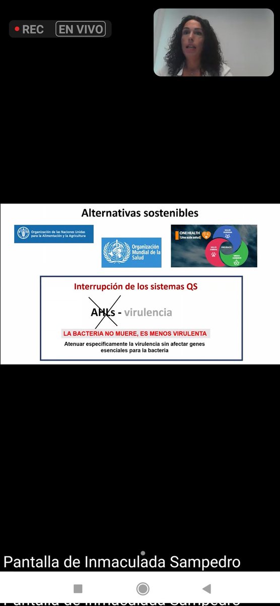 LDevotto's tweet image. La charla magistral de la Dra. Sampedro resume un enfoque basado en cambiar el comportamiento de las bacterias fitopatógenas, en lugar de solo inundar los cultivos con pesticidas para matarlas. #Vsimposiochilenocontrolbiologico