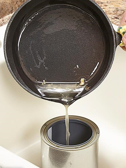Collect Grease — Don’t Dump It.
Warm grease runs down your drain until it cools in the pipe, where it congeals to start forming a clog. Then other stuff gets stuck in it, and before you know it you’ve got a major clog.