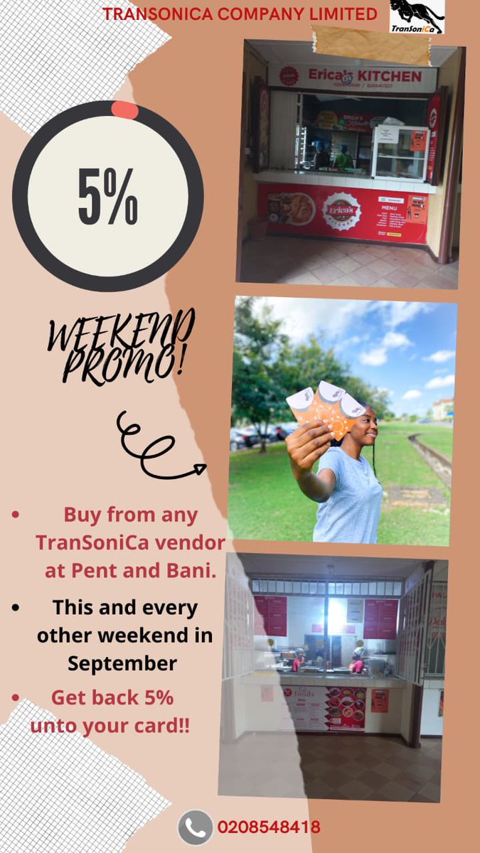 transonicagh's tweet photo. Amazing offer for our wonderful customers. Donโt forget to carry your card with you when you are going to night market or bush canteen. We will always serve you with more. #TranSoniCa https://t.co/7zXvVv2eD7