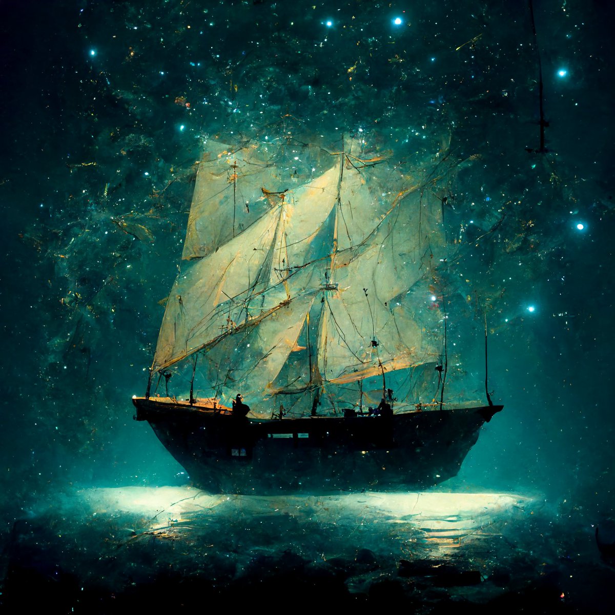 /imagine a ship: our ship Argo sailing on the bottom of the celestial sea beneath the waves and mythical constellations

The Digital Dream, 2022 
#poësyden #midjourney #thedigitaldream #promptverse #promptisäkeet #promptirunot #aigeneratedart #runopaikka #tarjahallberg