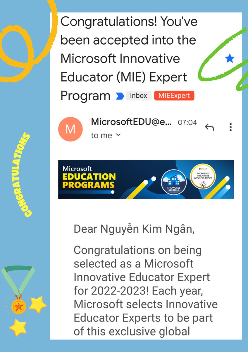 iamnkimngan3883's tweet photo. 🏅 Proud to be selected as an MIE Expert for 2022-2023 again. Excited to be part of this exclusive global community, and looking forward to meeting some of you in person this year. Looking forward to all the development opportunities over the next year. 
#MicrosoftEdu #MIEExpert https://t.co/eb5quzPqhi