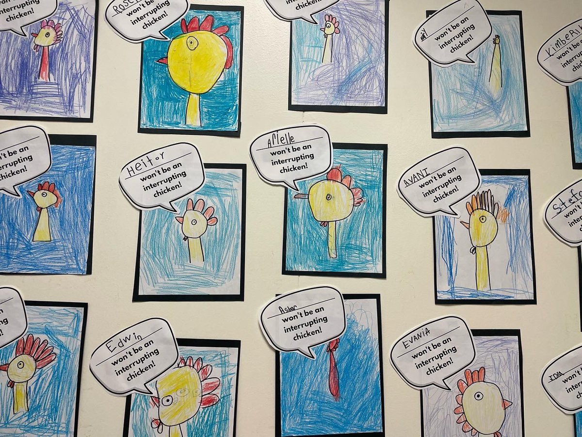 On Monday &amp; Tuesday we read Interrupting Chicken and Interrupting Chicken and the Elephant of Surprise by @davidezrastein. We promised to not be Interrupting Chickens while others are reading and talking about what they’ve read. #readersworkshop #directeddrawing
