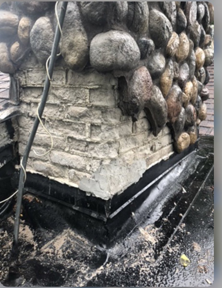 GuardianChimne1's tweet photo. Hunter checking in on a home in Edina, proving why applying faux stone to a chimney is not a good idea. https://t.co/8io6qykBvq