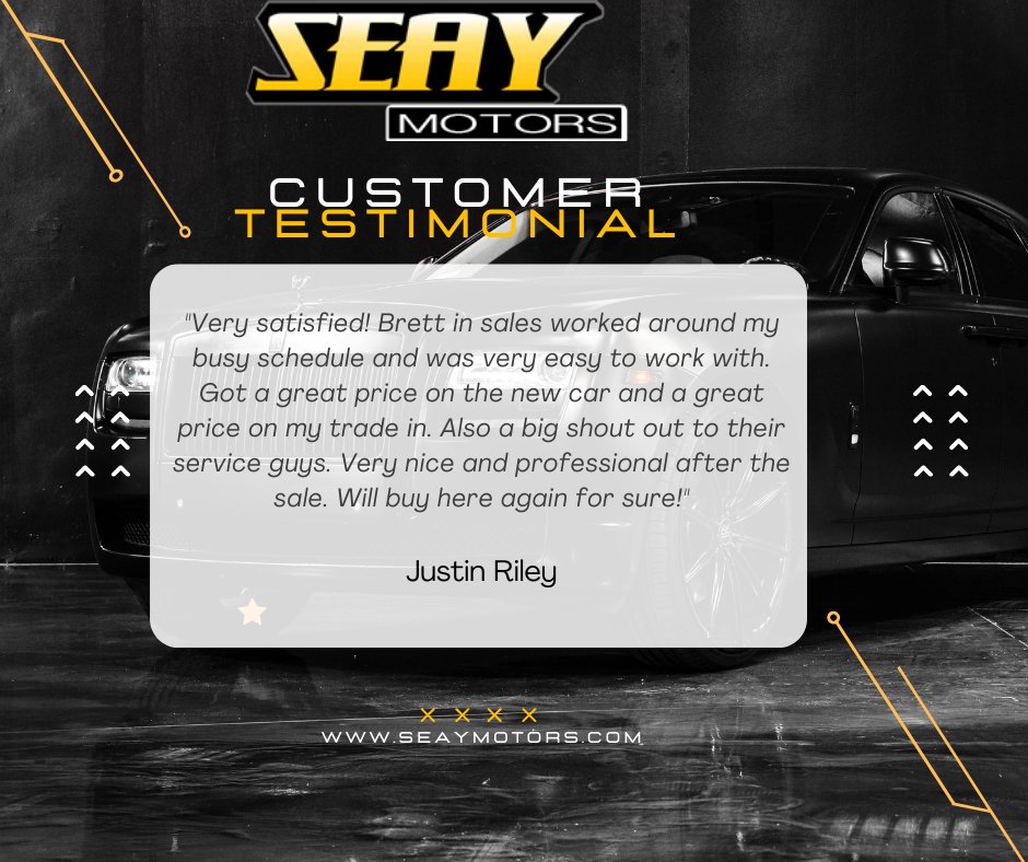 Seay_Motors's tweet photo. seay_motors Thank you, Justin for your kind words! We
appreciate you choosing Seay Motors for your car
buying needs!
https://t.co/p7sXHVrGw3

#seaymotors #mayfield #customerreview https://t.co/gKpQxvqqCY