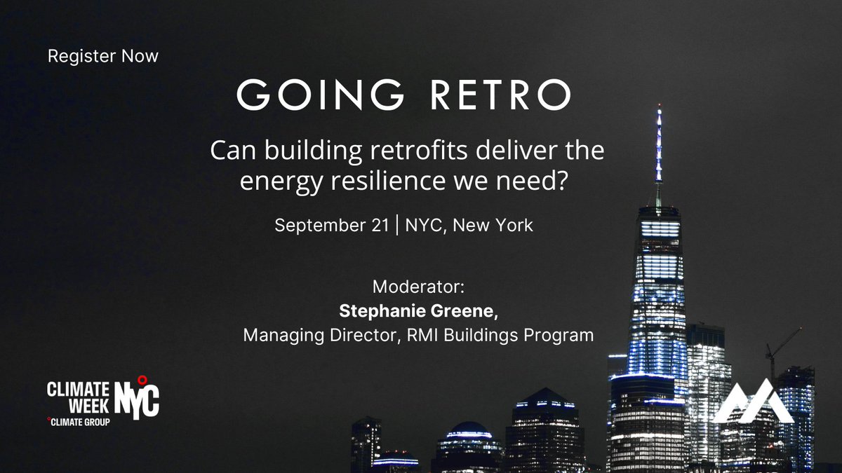 RMIBuildings's tweet photo. #ClimateWeekNYC is just around the corner!  

RMI Managing Director @sqgreene will be moderating a session on how we should rethink energy retrofit strategies for healthier + more efficient buildings &amp; homes on 9-22. Register now: https://t.co/N7EnaL1675 https://t.co/0r5OhfsHYs