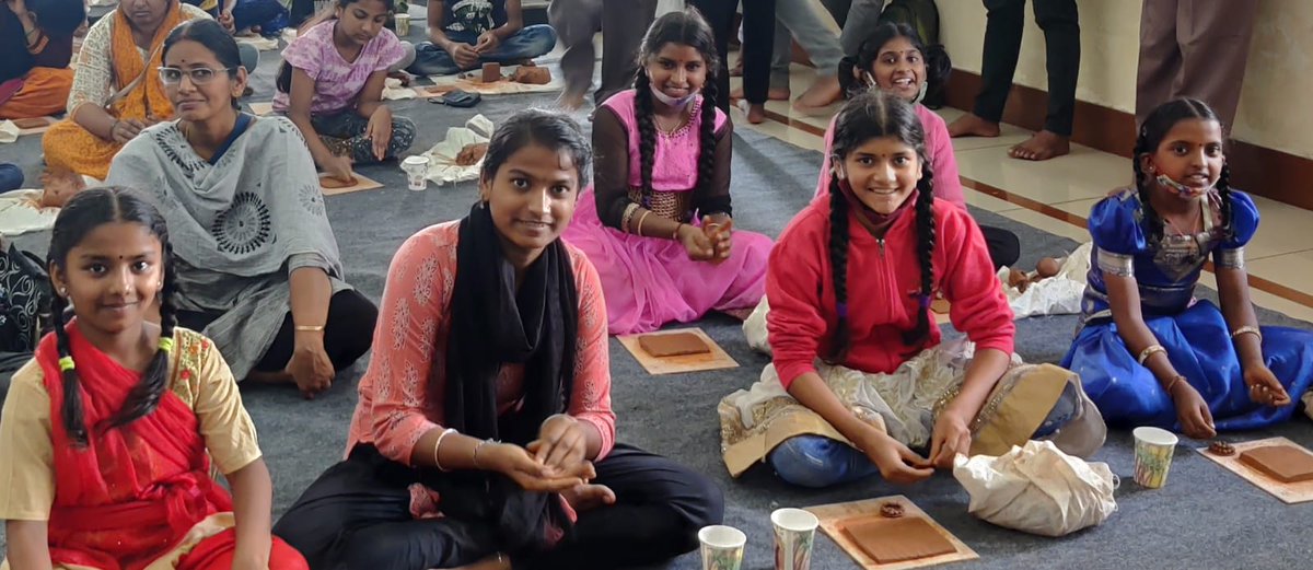 nelefoundation's tweet photo. All our Gowris and Ganeshas yes , our own Nele children soaked in total bliss  when making Ganesha idols on their own.  #GaneshChaturthi https://t.co/ZFzMhG02lc
