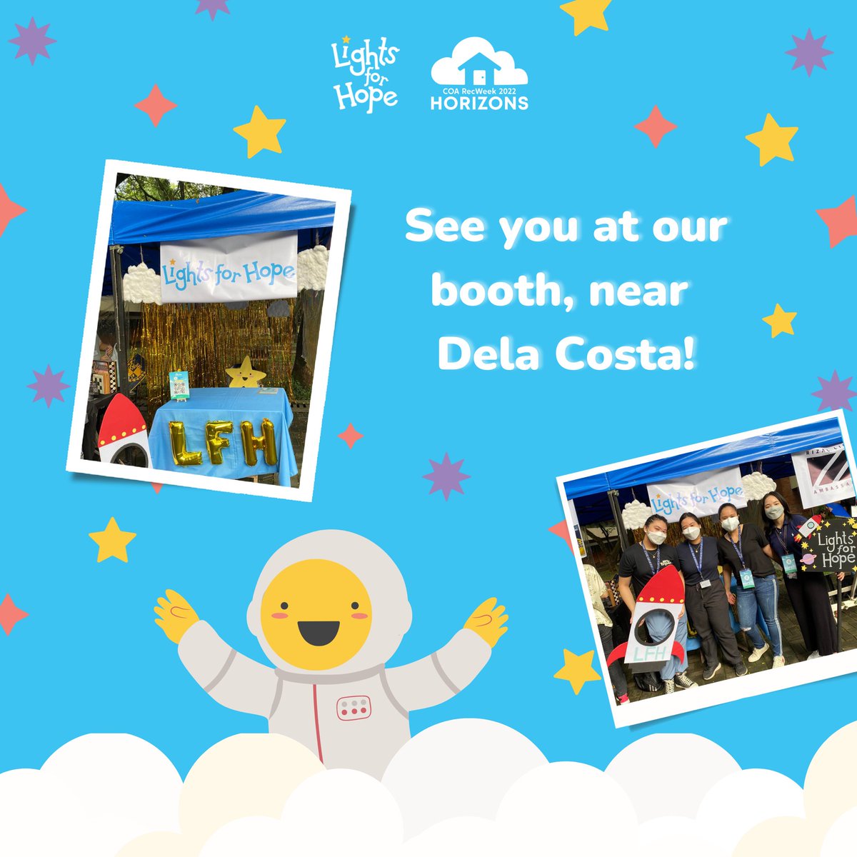 LightsForHope23's tweet photo. Attention, this is Captain Gangstar confirming that we have officially landed at the Red Brick Road 🚀

Catch us at our Booth near Dela Costa and sign up for an opportunity to be a Space Ranger to join us in our mission of spreading love, service, and hope across the galaxy 🪐 https://t.co/yTlSKnJfEf