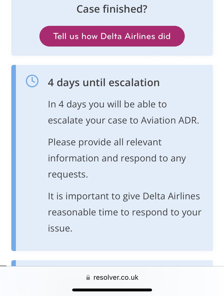 sally_chamness's tweet photo. Still nothing from @Delta or the CEO after escalation so I guess the complaint will be going to @AirlineDispute next week #Neverflydelta @FlightClaimEU @Flight_Refunds https://t.co/yvnnBkrdk5