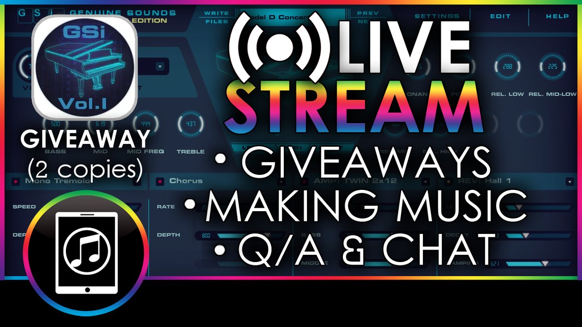MobileMusicPro's tweet image. 🔴📽 Join us today in just a few hours for our weekly Livestream!

We'll be giving away a couple copies of GSi's new Vol 1 Piano app, making music in Cubasis 3, answering your questions and more!

Set a reminder here 👇
youtu.be/kP1Weohn6Bo