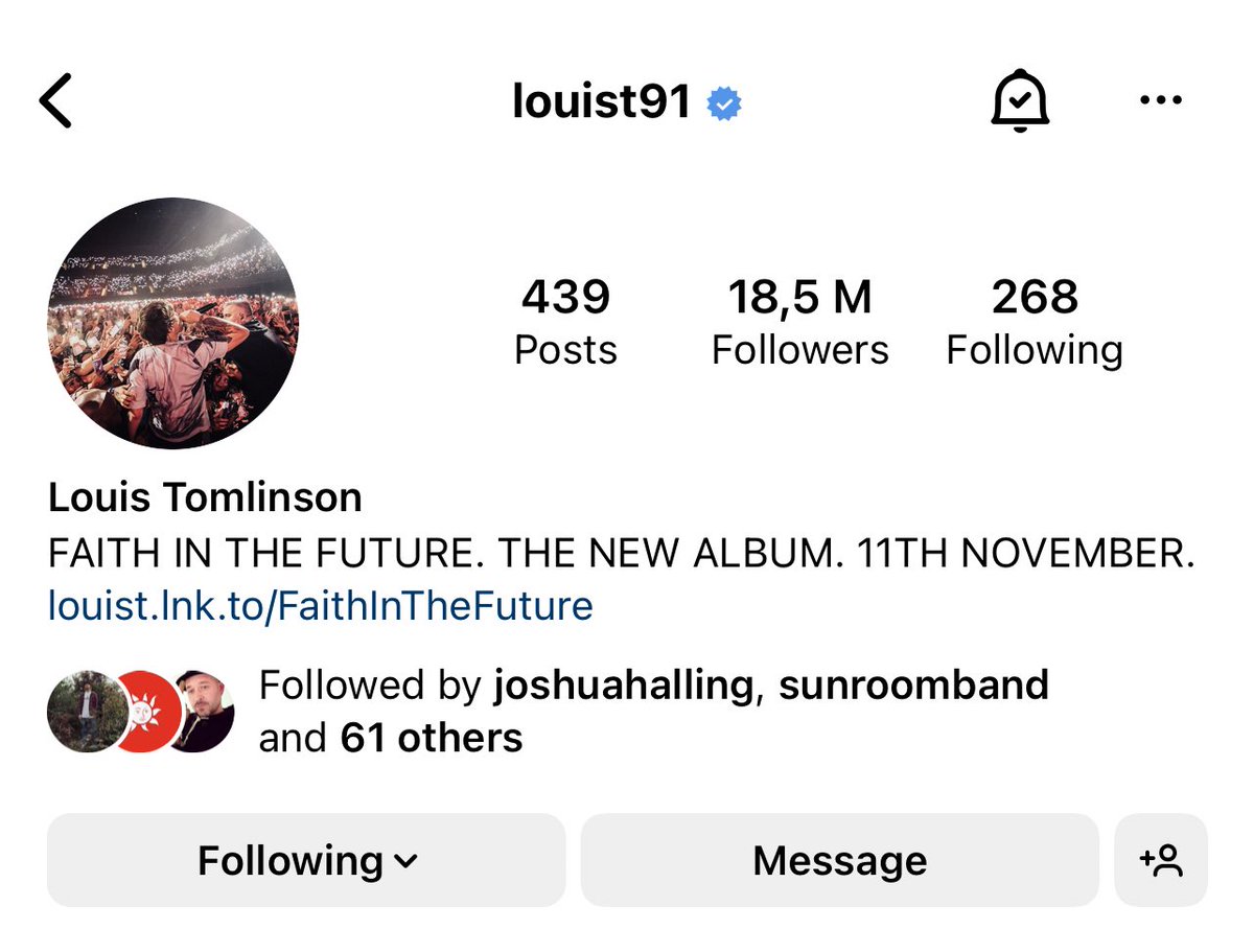 TeamLouisNews's tweet photo. Louis updated his Instagram profile! 

FAITH IN THE FUTURE. THE NEW ALBUM.

https://t.co/7y1zhwQgbA https://t.co/V3BWpwoYDy
