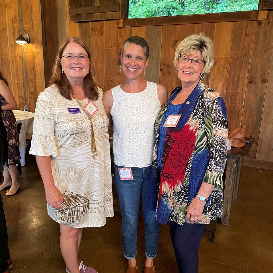Vice President of Impact – Economic Opportunity Sarah Thompson (middle), along with Chancellor of <a href="/WCU/">Western Carolina University</a> Kelli Brown (left), and Graham County Commissioner Connie Orr (right) attended the <a href="/swc_cog/">Southwestern Commission</a>’s annual dinner. #economicopportunity #earn