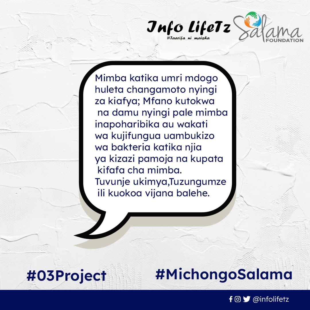 Jamii inatupasa kuweza zaidi katika sekta ya afya hasa katika utoaji huduma rafiki ili kuepusha mimba katika umri mdogo na madhara yatokanayo na mimba katika umri mdogo #MichongoSalama #03Project <a href="/salamafound/">Salama Foundation</a> @info_lifetz @youth_choice_for_change_tz <a href="/herinitiative/">Her Initiative</a> @crvpf