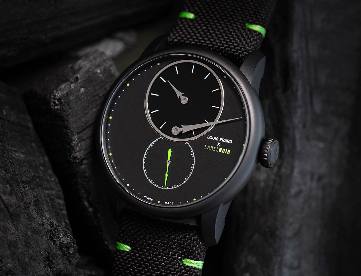 time_watches's tweet photo. #LouisErard collaborated with #LabelNoir, a Geneva-based atelier at the forefront of customisation for more than ten years, to create a new interpretation of its iconic regulator timepiece characterised by dark tones with touches of green. Read more at https://t.co/gbDwpJYrjA https://t.co/9fKRaFf6eL