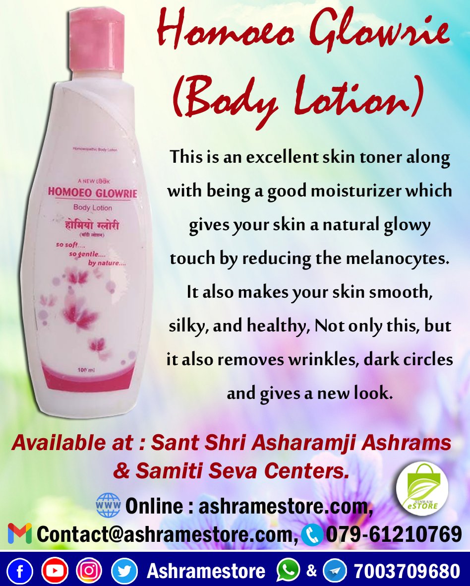 AshramEstore's tweet photo. Homoeo Glowrie (Body Lotion)
https://t.co/y92Rp3L8Or
This is an excellent skin toner along with being a good moisturizer which gives your skin a natural glowy touch by reducing the melanocytes. It also makes your skin smooth, silky &amp; healthy.#ashramestore #health #Trending #Skin https://t.co/D0iSARxJBb