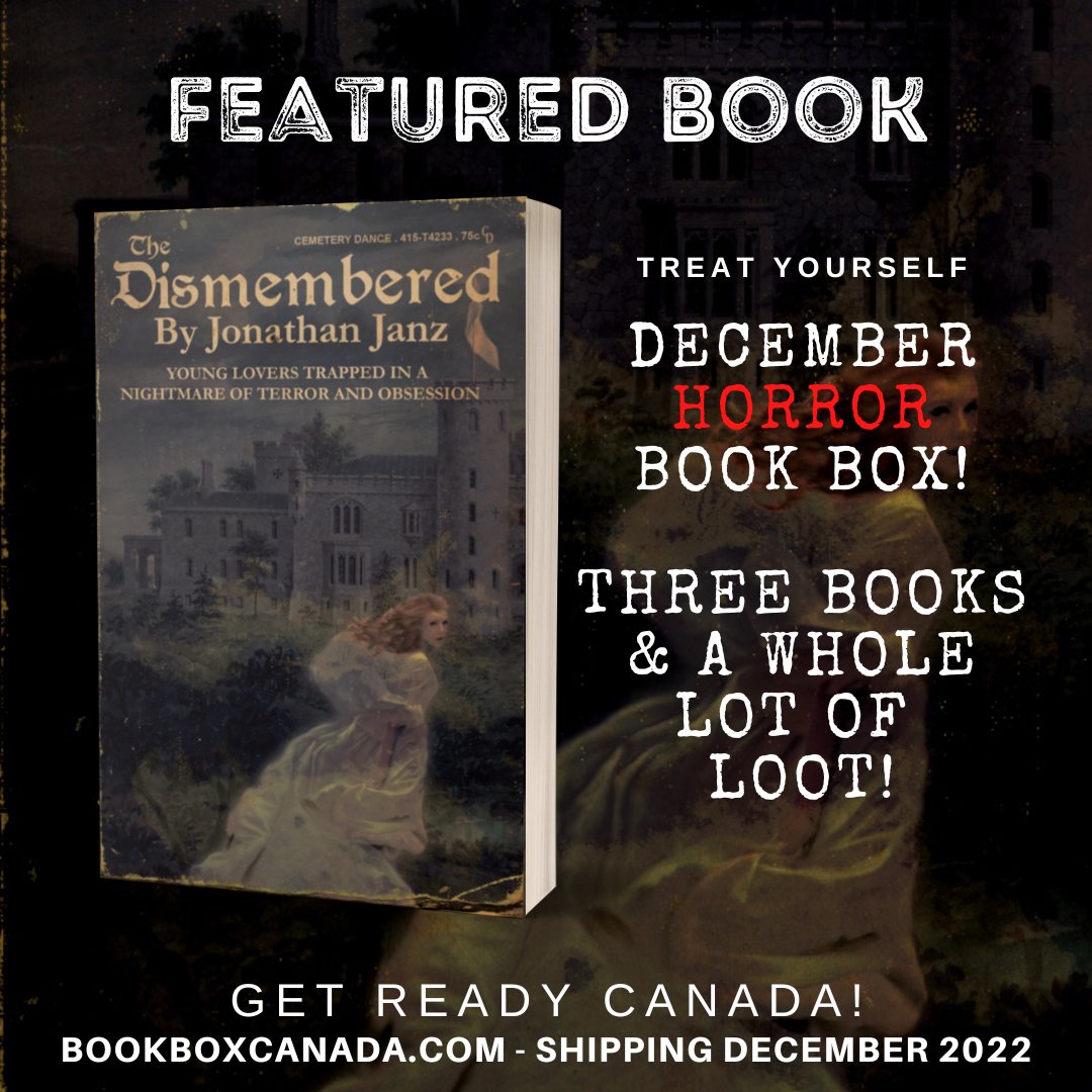 BookBoxCanada's tweet photo. FINALLY - A HORROR BOOK BOX FOR CANADIANS
Three books &amp; a whole lot of #Canadian made loot!
Delivering this December @johathanjanz

#horrorbooks #darkfiction #books #bookish #bookbox #unboxing #ayearofboxes #HorrorFamily  #canada #SmallBusiness #books 
https://t.co/nexckWSv3e https://t.co/pubPrlF9tf
