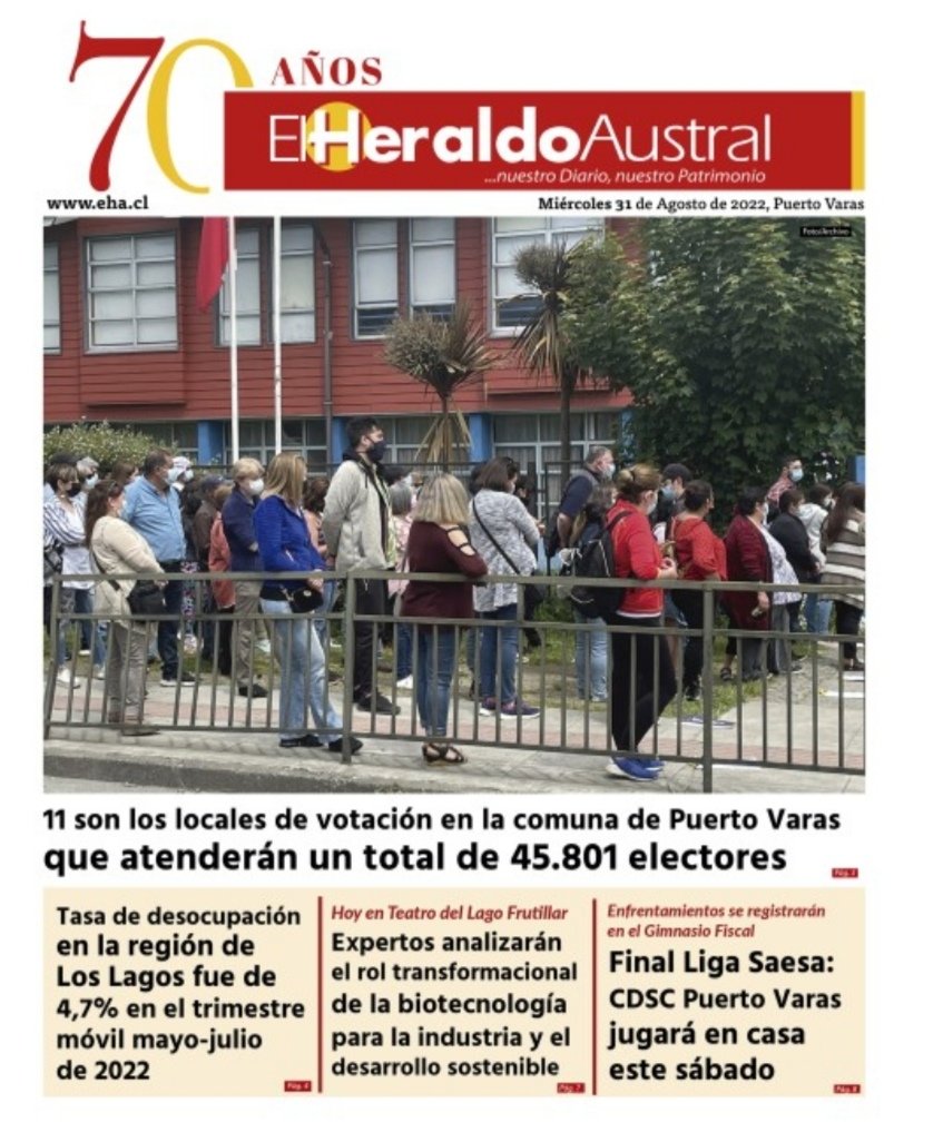 p_informativocl's tweet photo. Portada diarios regionales, miércoles 31 de agosto.
#PuertoMontt #osorno #chiloé #Palena #Chaitén #queilen #puertovaras #castro #bosquemar #rionegro #ligasaesa #españoldeosorno https://t.co/04GXelO40W