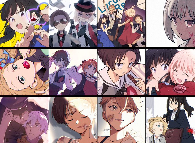 #今月描いた絵を晒そう 

#リコリコ と #BSD all FA
入りきらなかった…全体図はメディア欄から 
