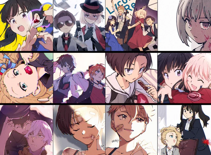 #今月描いた絵を晒そう 

#リコリコ と #BSD all FA
入りきらなかった…全体図はメディア欄から 