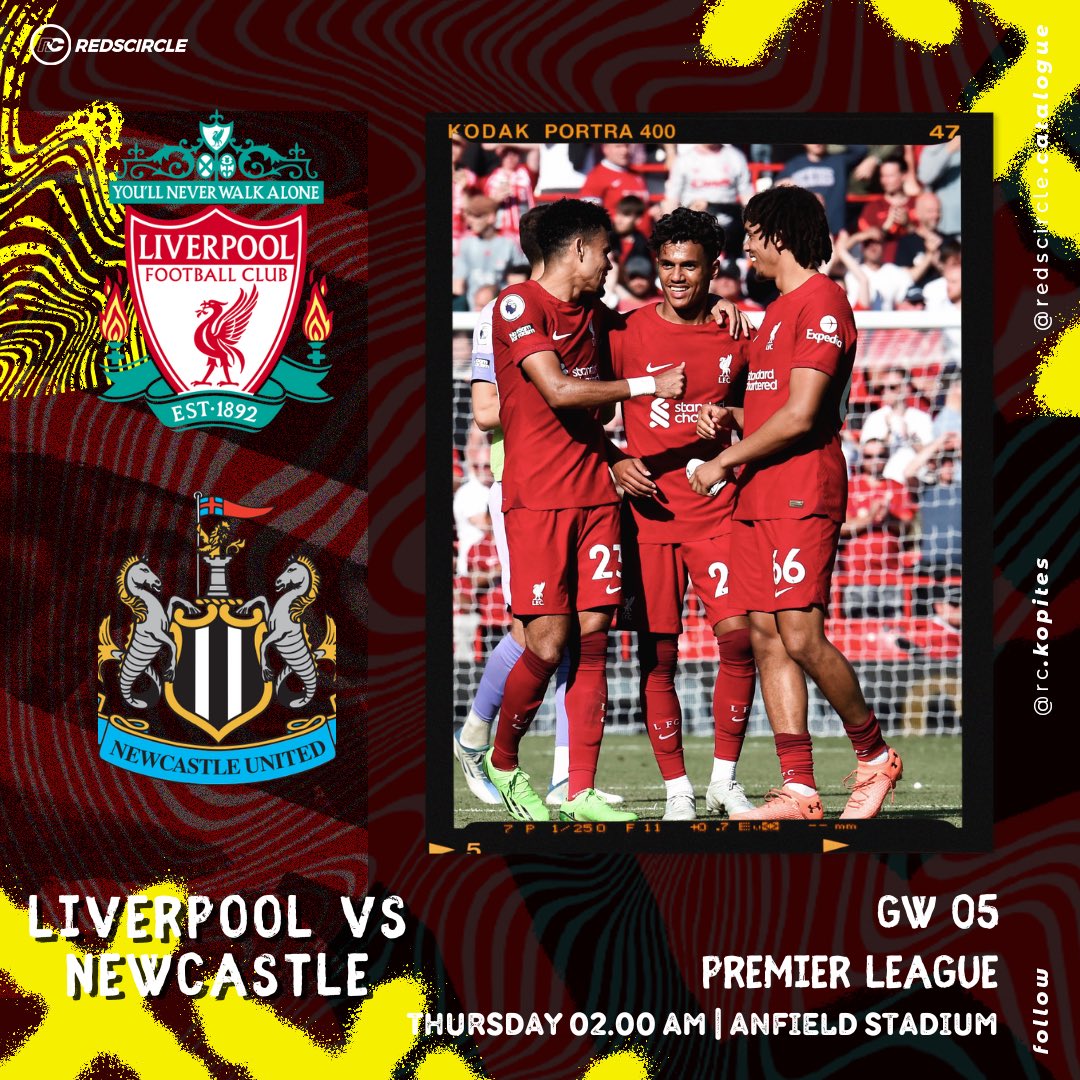 Redscircle's tweet image. Di Gameweak 5 ini banyak kabar nya ga akan beli pemain lagi? 🧐

MATCH DAY

• PREMIER LEAGUE #GW5 •

Liverpool  vs Newcastle
Anfield Stadium
Thursday, 1 SEPTEMBER 2022
Kick Off 02.00 WIB (Subuh Nanti)