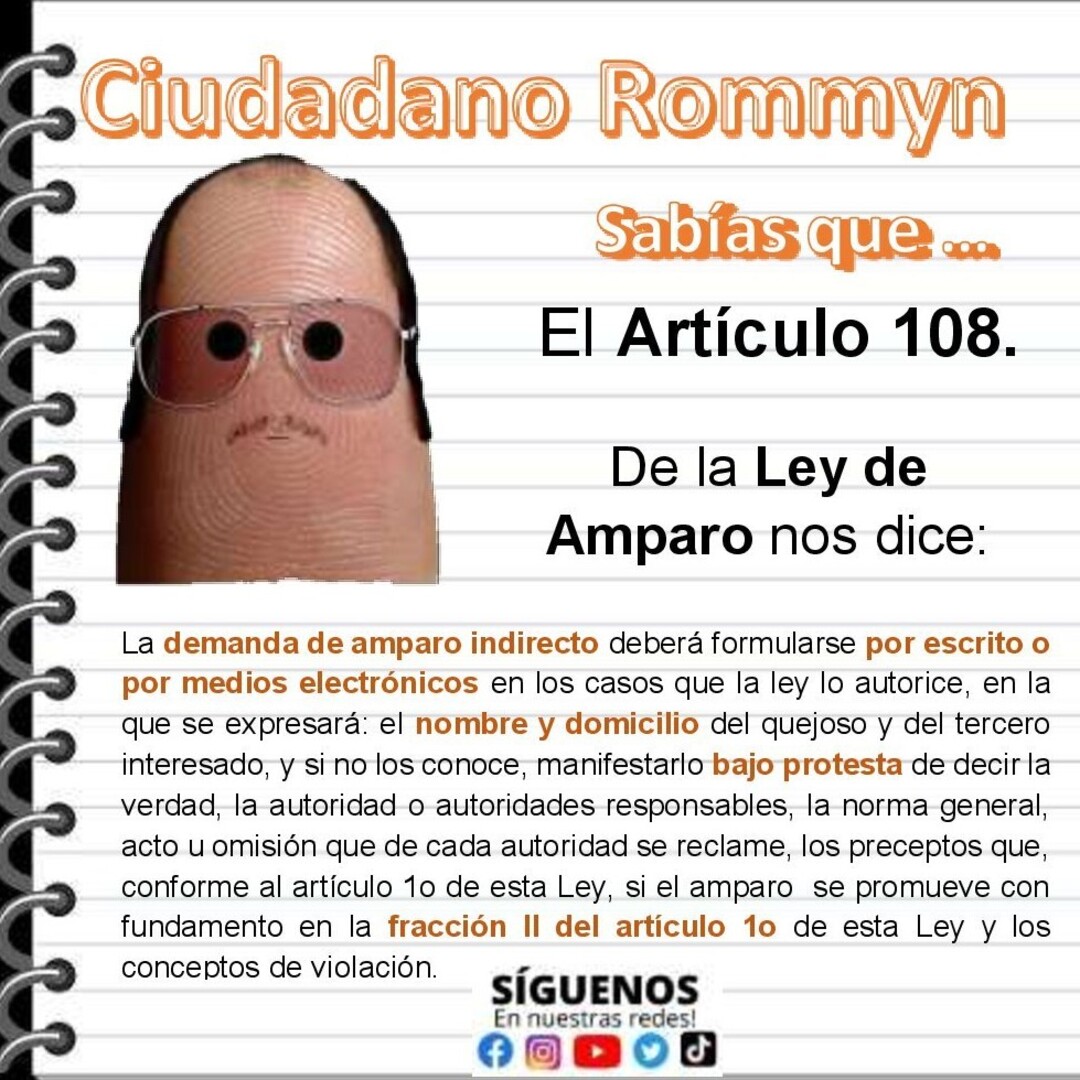 rommynciudadano's tweet photo. 🎩🗣️Artículo 108 de la Ley de Amparo 👮  🎓 

@rommynciudadano @RomansanchezZ @Gob_Puebla @ddhh_scjn @CEC_SCJN @SCJN @LiliaCedillo_ @BUAPoficial @El_Universal_Mx @CNDH @DerechoBuap @CJF_Mx @PerritoCjf @armentapuebla_ 
 
#Legalidad #Amparo #CamaraDeDiputados #BUAP https://t.co/u4n1Ko0q4m