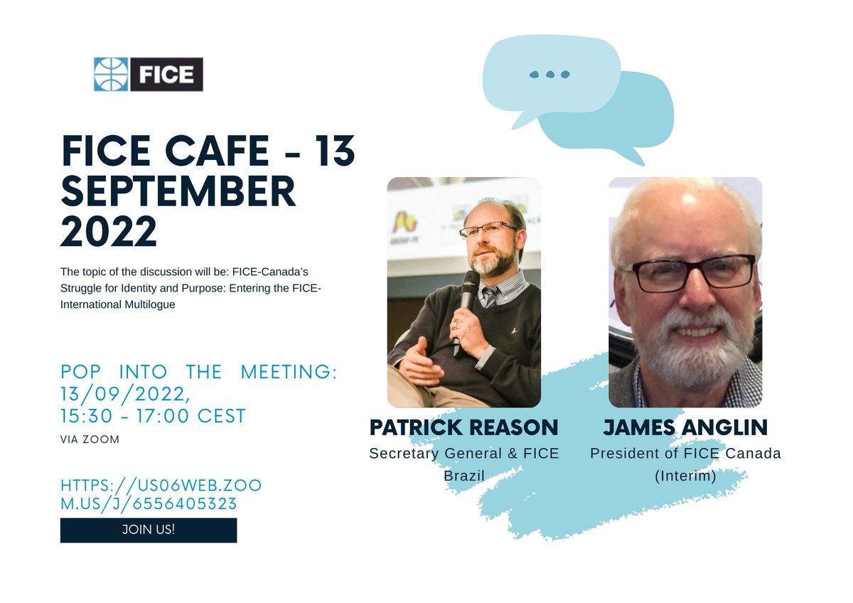 We are very happy to invite you to the next new and improved FICE CAFÈ, which will take place on 13 September 2022 - 15:30 - 17:00 CEST.

Register: forms.gle/hFhetByLT8tf1y…
Or just pop into the meeting: us06web.zoom.us/j/6556405323