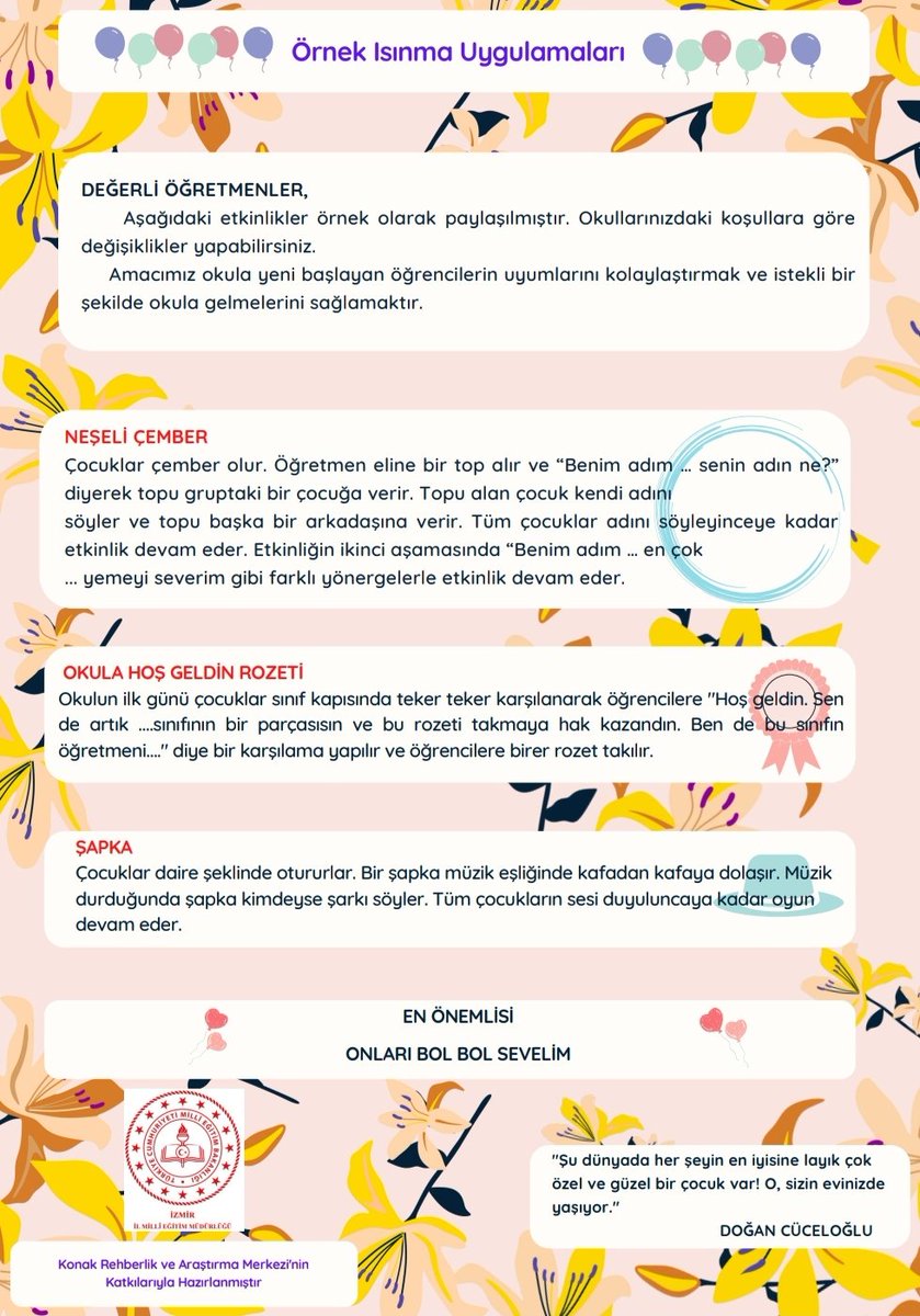 Okul Öncesi ve 1. Sınıflarda Okula Uyum süreci "Öğretmen Bülteni"
<a href="/tcmeb/">Millî Eğitim Bakanlığı</a> <a href="/MucahitYentur/">Murat Mücahit Yentür</a>