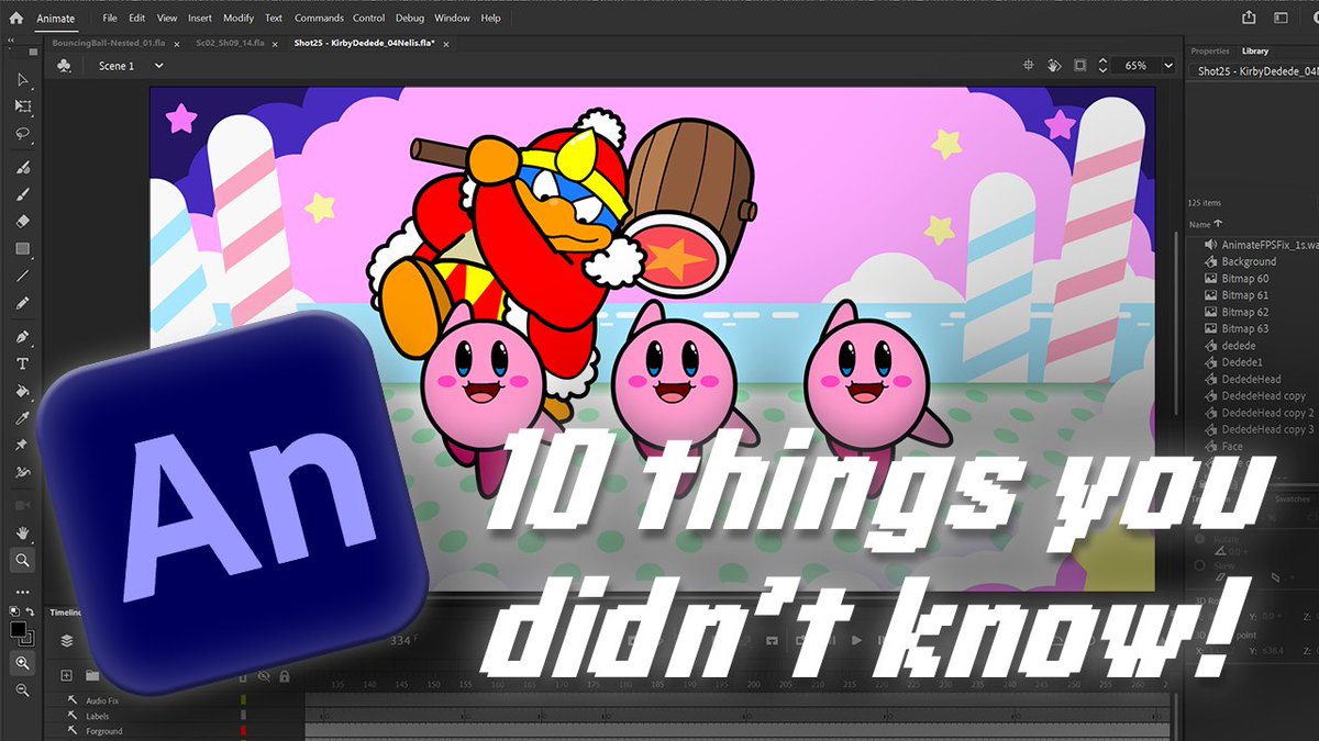 64BitsAnimation's tweet photo. New Tutorial live! 10 things you may not know in Adobe Animate. For beginner and long time users:
https://t.co/NSowCThanb

Speed up your workflow! Tips are based on what I've seen others struggle with. (Slow playback, unsycned symbols, etc)

#adobeanimate #tutorial #animation https://t.co/dHp1mVbSlE