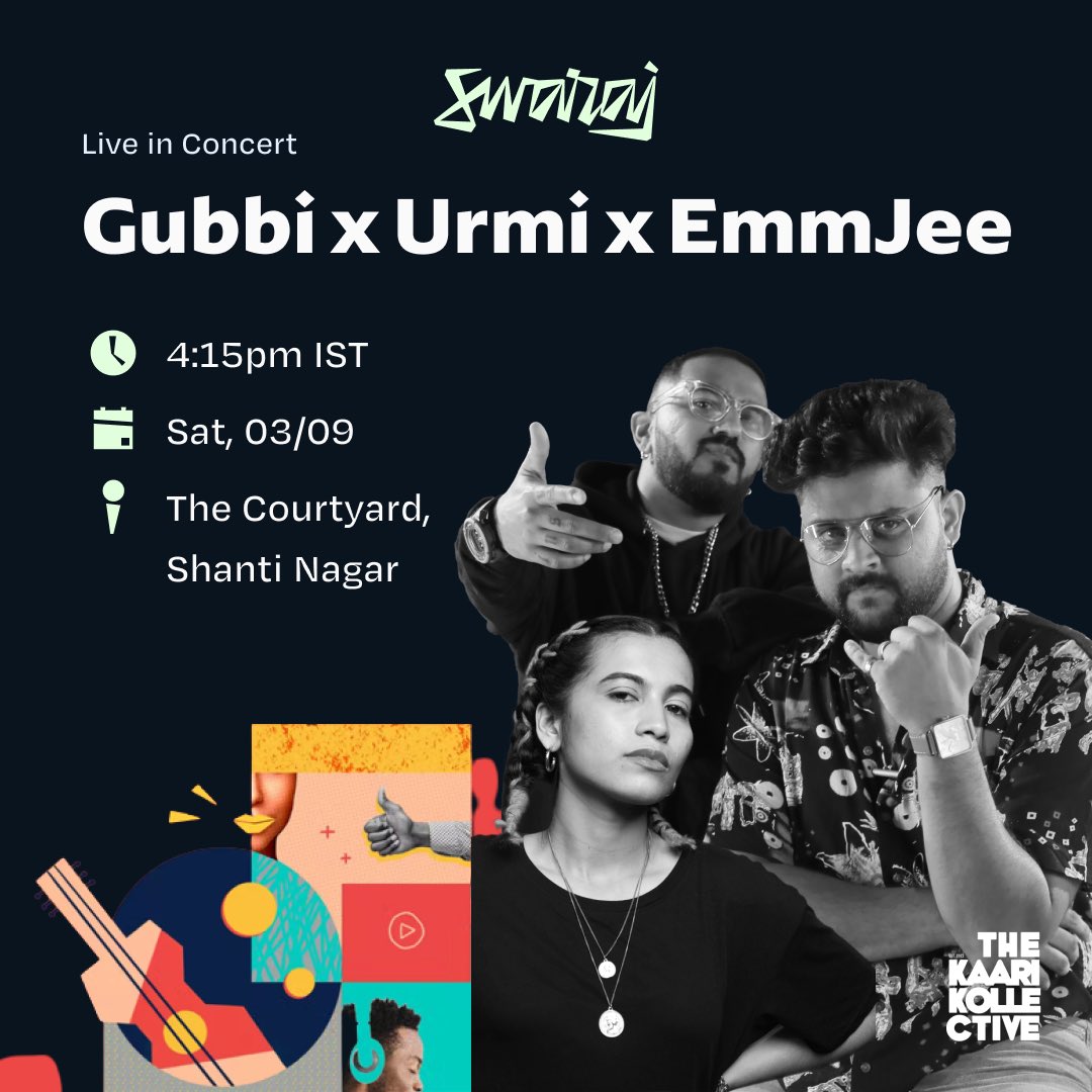 SwarajHQ's tweet photo. Get ready ‘luru! 🚀

The @kaarikollective brings to you Kaari Konnect, a one-of-a-kind web3 mixer covering NFT exhibits, panel discussions &amp; live performances by our very own Swaraj artists!

📅 3rd Sept, Sat
⏳ 12pm to 10pm

Register here: https://t.co/LFrgnRsIQl https://t.co/FRIrNS4oFg